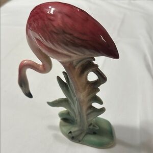 Artistic Flamingo Ceramic Figurine - Pink and Green used good condition.